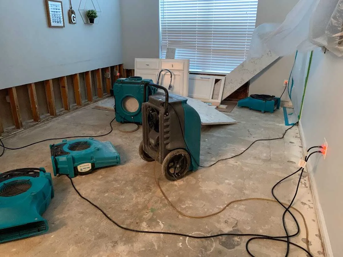 Dehumidifier in flood-cut room for Water Damage Restoration in West Memphis